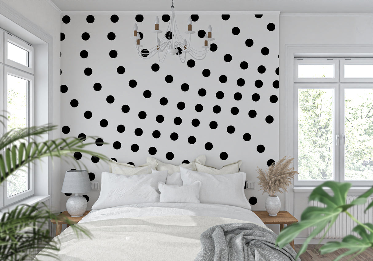 Geometric pattern wallpaper adding depth to a contemporary home office