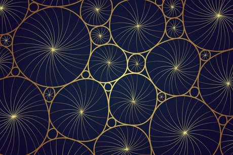 Design file showing detailed blue and gold geometric circle pattern