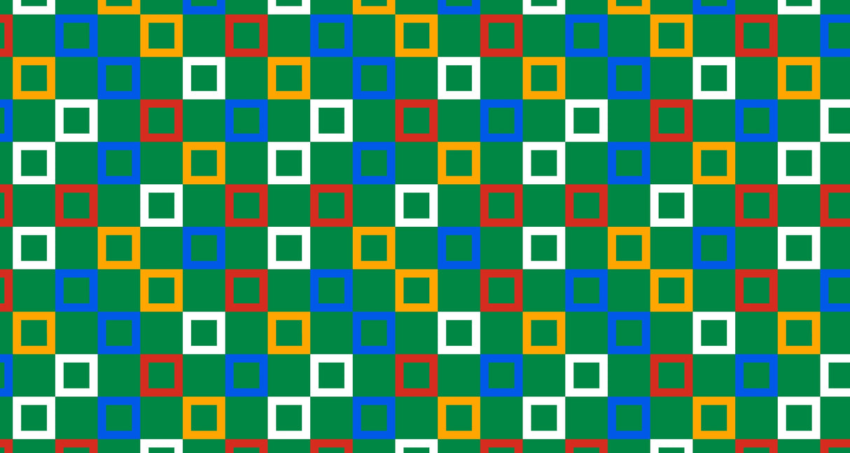 Geometric square pattern design file showing vibrant colors on green background