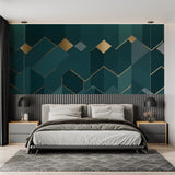 Art deco wallpaper pattern featured in an elegant dining room setting
