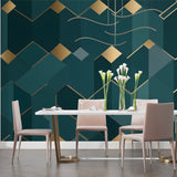 Geometric wallpaper bringing hotel luxury to an entrance hallway