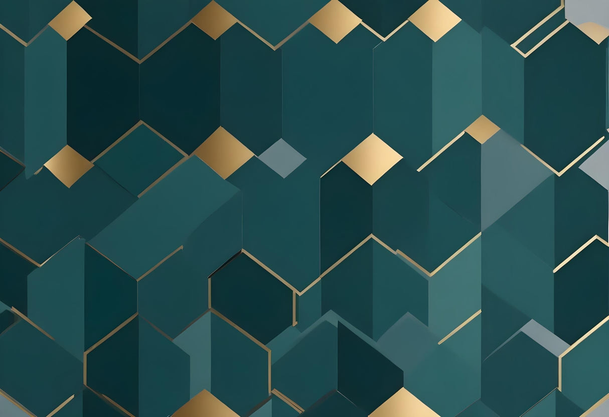 Geometric art deco pattern design file showing intricate emerald green and gold details
