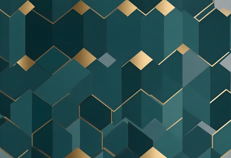 Geometric art deco pattern design file showing intricate emerald green and gold details