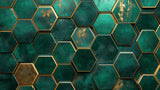 Geometric hexagon design file showing emerald green and gold pattern detail