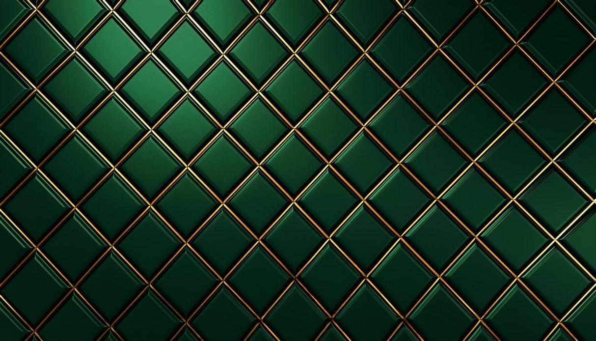 Design file of green and gold geometric diamond pattern showing intricate details