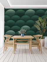 Art deco pattern wallpaper transforming an entrance hallway with rich greens