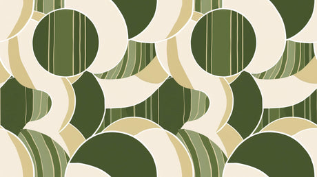 Design file showing retro green geometric circle pattern with overlapping shapes