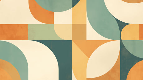 Mid-century geometric wallpaper design file showing detailed pattern of curved shapes and clean lines