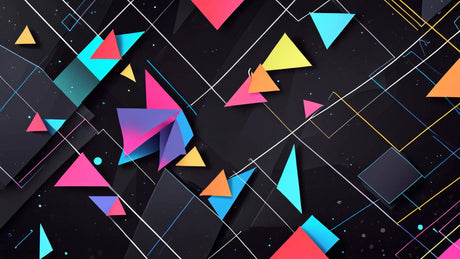 Design file of geometric triangle pattern showing vibrant colors and 3D effect
