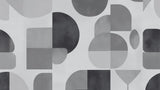 Abstract geometric wallpaper design file showing floating circles and shapes pattern in grey tones