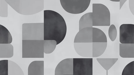 Abstract geometric wallpaper design file showing floating circles and shapes pattern in grey tones