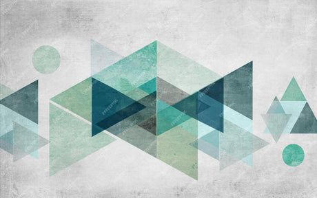 Design file: Modern geometric triangle pattern with tree silhouette in mint green and grey