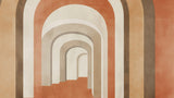 Geometric arch wallpaper design file showing terracotta and beige nested arches pattern