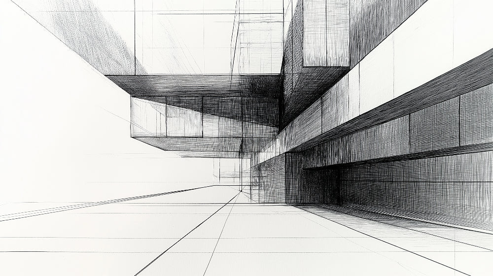 Geometric line art wallpaper design file showing precise architectural pattern in black and white
