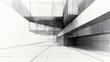 Geometric line art wallpaper design file showing precise architectural pattern in black and white
