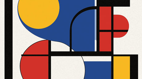 Geometric abstract Bauhaus wallpaper design file showing bold shapes and primary colors