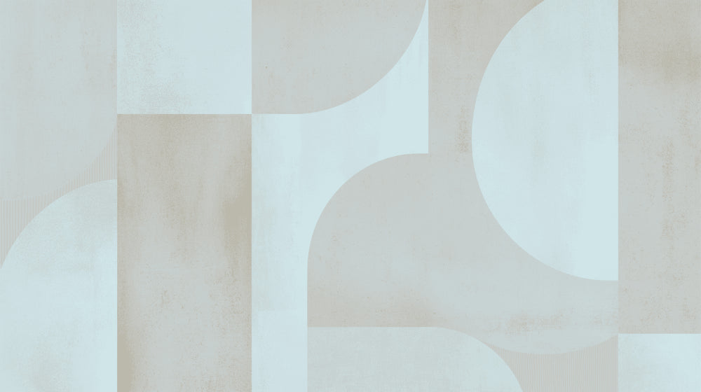 Art deco geometric wallpaper design file showing flowing curves in soft blue and beige tones