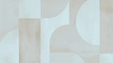 Art deco geometric wallpaper design file showing flowing curves in soft blue and beige tones