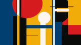 Geometric wallpaper design file showing modern Bauhaus color block pattern