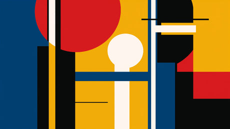 Geometric wallpaper design file showing modern Bauhaus color block pattern