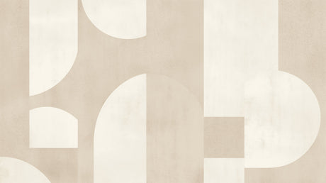 Modern geometric wallpaper styling in minimalist bedroom with natural light