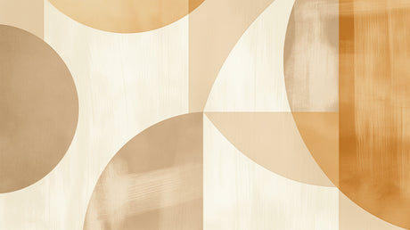 Modern geometric wallpaper with curved shapes creating an elegant atmosphere in a bright living room