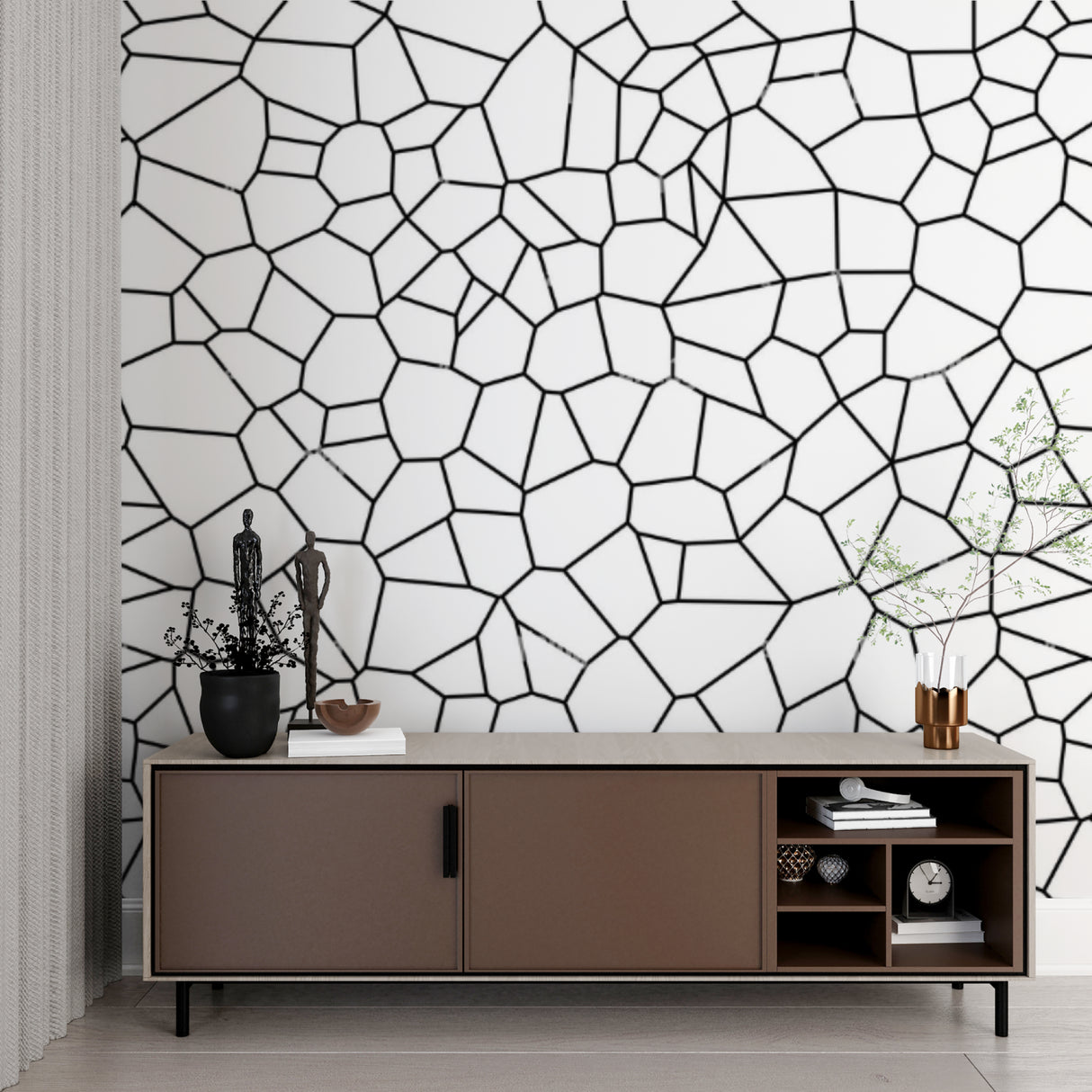 Contemporary geometric pattern displayed in stairwell