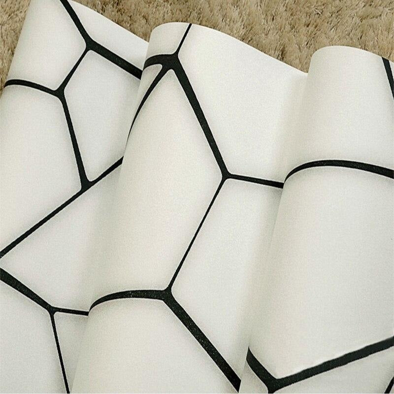 Geometric wallpaper pattern making statement in entrance area