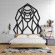 Modern Geometric Gorilla Wallpaper creating a striking focal point in a minimalist living room with black and white decor