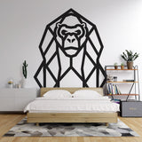Modern Geometric Gorilla Wallpaper creating a striking focal point in a minimalist living room with black and white decor