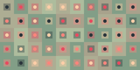 Modern geometric wallpaper design file showing circles and squares pattern in sage and coral tones