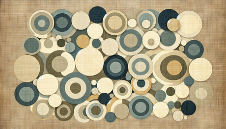 Geometric circle wallpaper design file showing overlapping spheres pattern in navy blue and warm beige