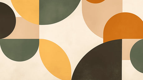 Modern geometric wallpaper design file showing circular pattern in earth tones
