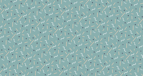 Geometric pattern wallpaper design file featuring playful shapes on sage green background