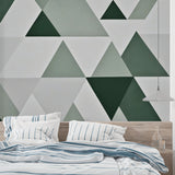 Modern triangle wallpaper making statement in bedroom design