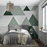 Green geometric pattern enhancing hallway with natural light