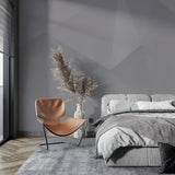 Modern grey wall mural in entryway showcasing angular pattern