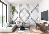 Geometric pattern wallpaper adding style to a contemporary bedroom