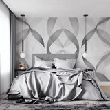 Abstract geometric wallpaper making a statement in an entrance hall
