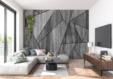 Modern stone pattern wallpaper adding sophistication to dining room wall