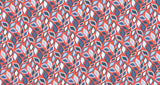 Red and blue geometric leaf pattern wallpaper design file showing detailed pattern layout