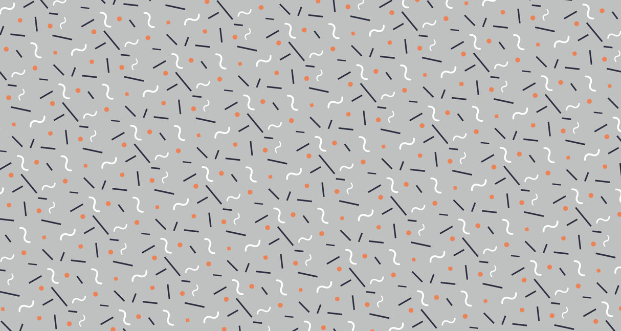 Geometric Wallpaper design file showing modern Memphis pattern with grey background and playful shapes