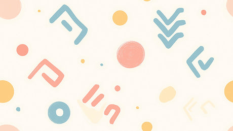 Geometric wallpaper design file showing pastel shapes and abstract patterns on white background