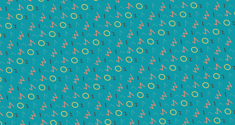 Geometric pattern wallpaper design file showing modern coral and yellow shapes on turquoise background