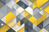 Design file showing detailed geometric pattern with yellow and grey shapes, dots and stripes