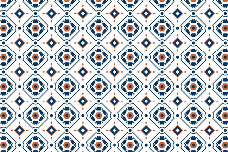 Geometric pattern wallpaper design file showing detailed navy blue and terracotta diamond shapes