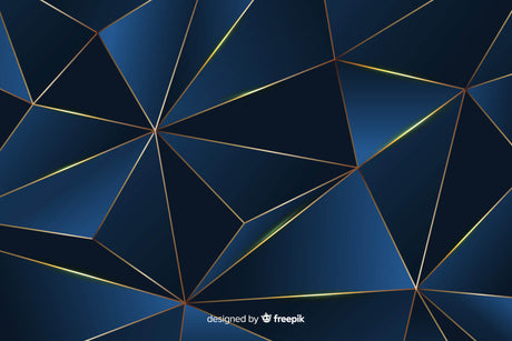 Geometric pattern design file showing detailed navy blue and gold line work