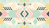 Pastel geometric wallpaper design file showing detailed Art Deco pattern with mint green and pink tones