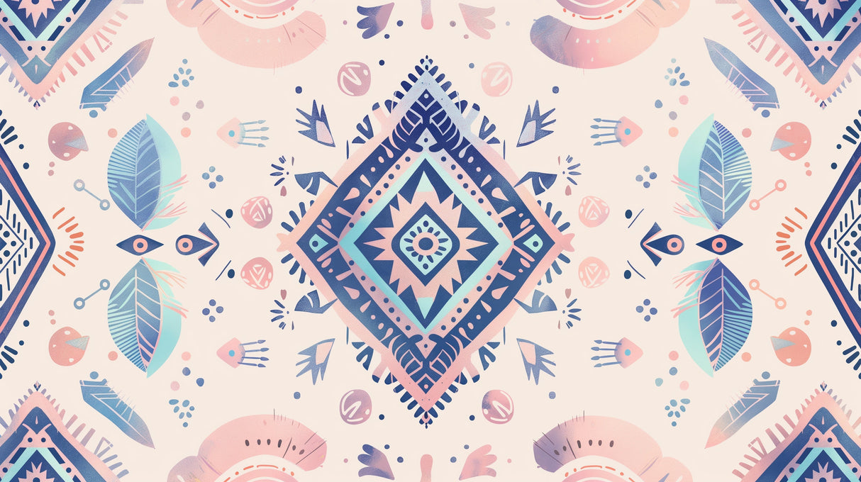Pastel geometric wallpaper design file showing intricate diamond pattern and bohemian details