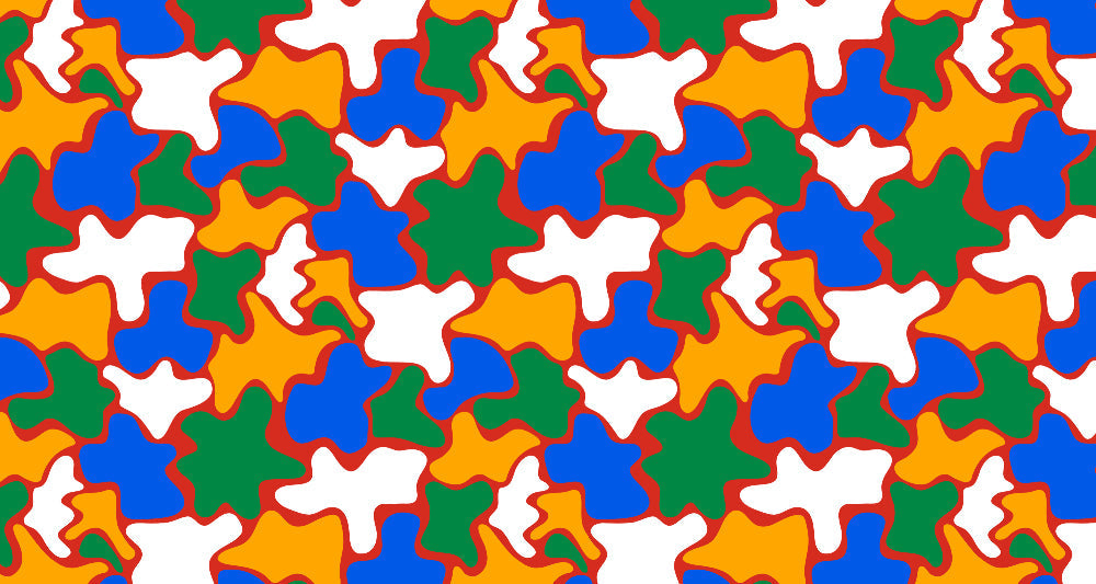 Geometric pattern wallpaper design file showing interlocking shapes in blue, green, and orange